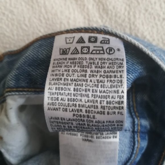 Levi's 505 Medium Wash High Waisted Distressed Denim Shorts - Picture 4 of 13